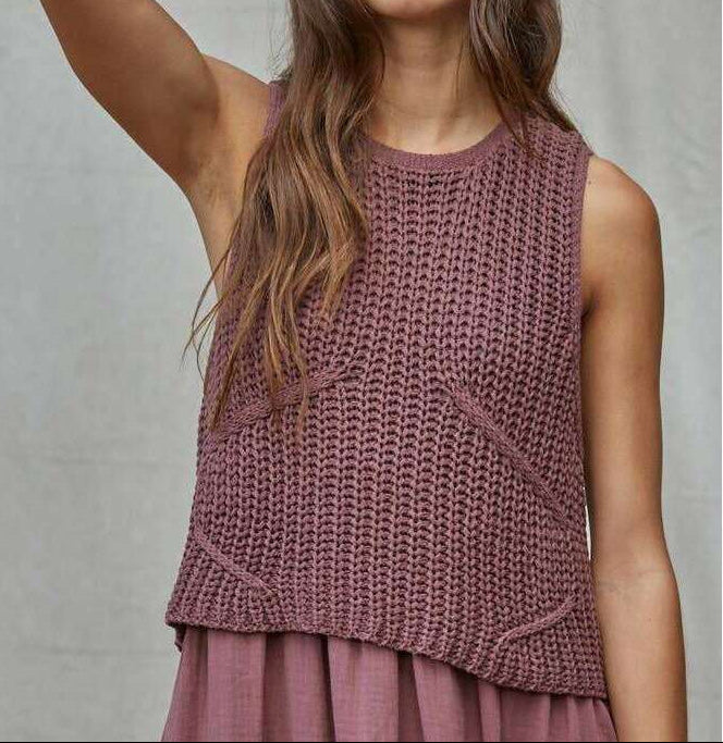 [By Together - W2069 | Knit Sweater Sleeveless Flare Midi Dress : Wine / S], [Dresses], [By Together], [Plum Bottom].