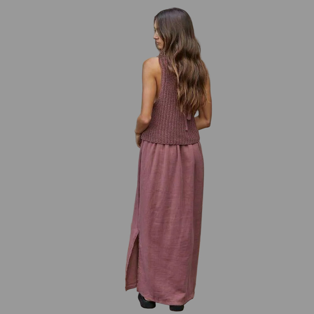 [By Together - W2069 | Knit Sweater Sleeveless Flare Midi Dress : Wine / S], [Dresses], [By Together], [Plum Bottom].