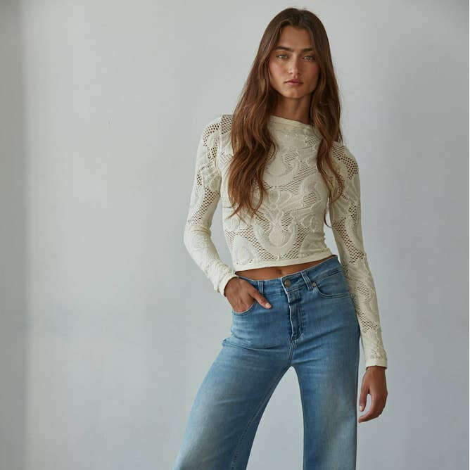 [By Together - S1228 | Knit Seamless Jacquard Mock Neck Long Sleeve Top: Cream / ML], [Tops], [By Together], [Plum Bottom].