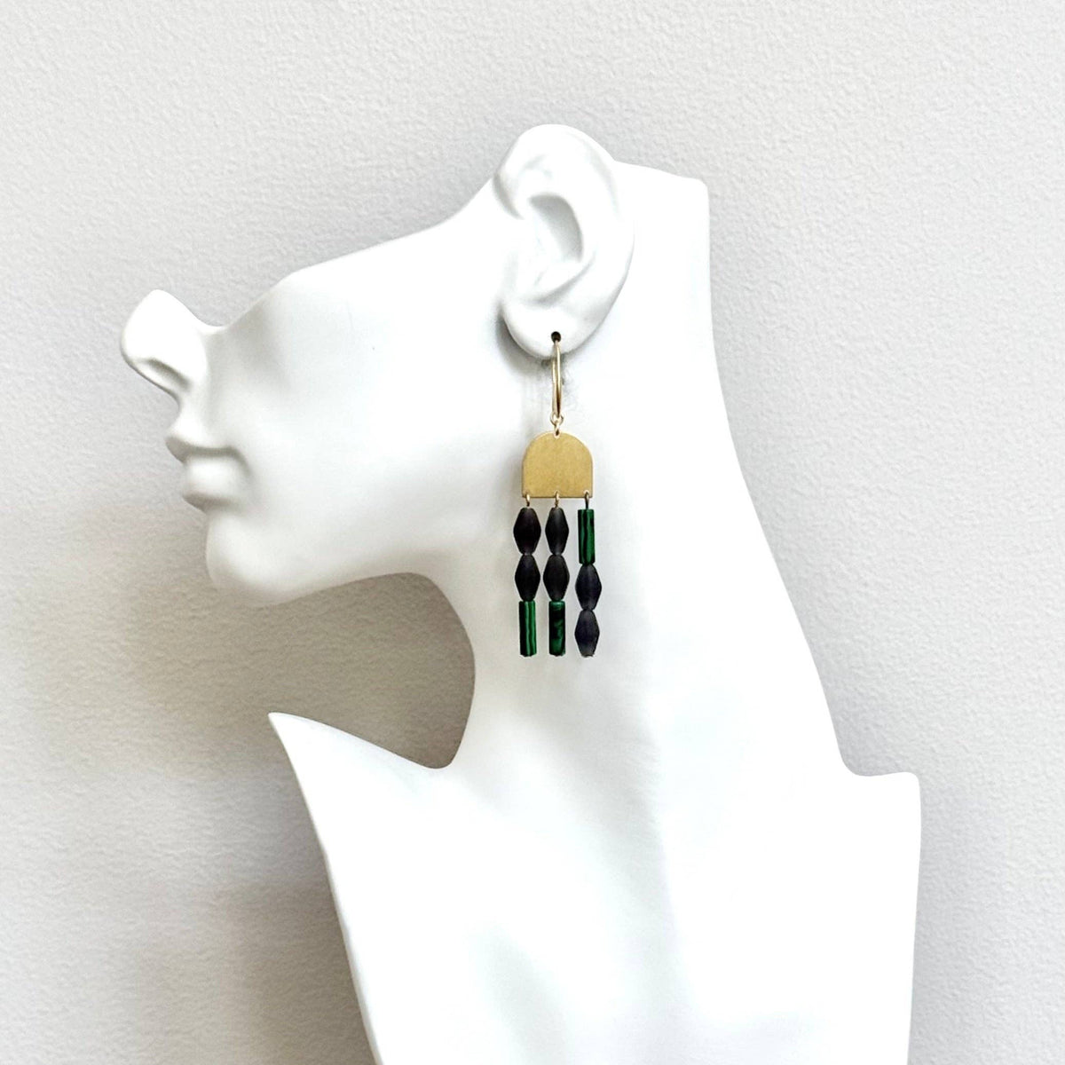 [David Aubrey Jewelry - NDNE19 Artdeco blue and malachite earrings], [Earrings], [David Aubrey Jewelry], [Plum Bottom].