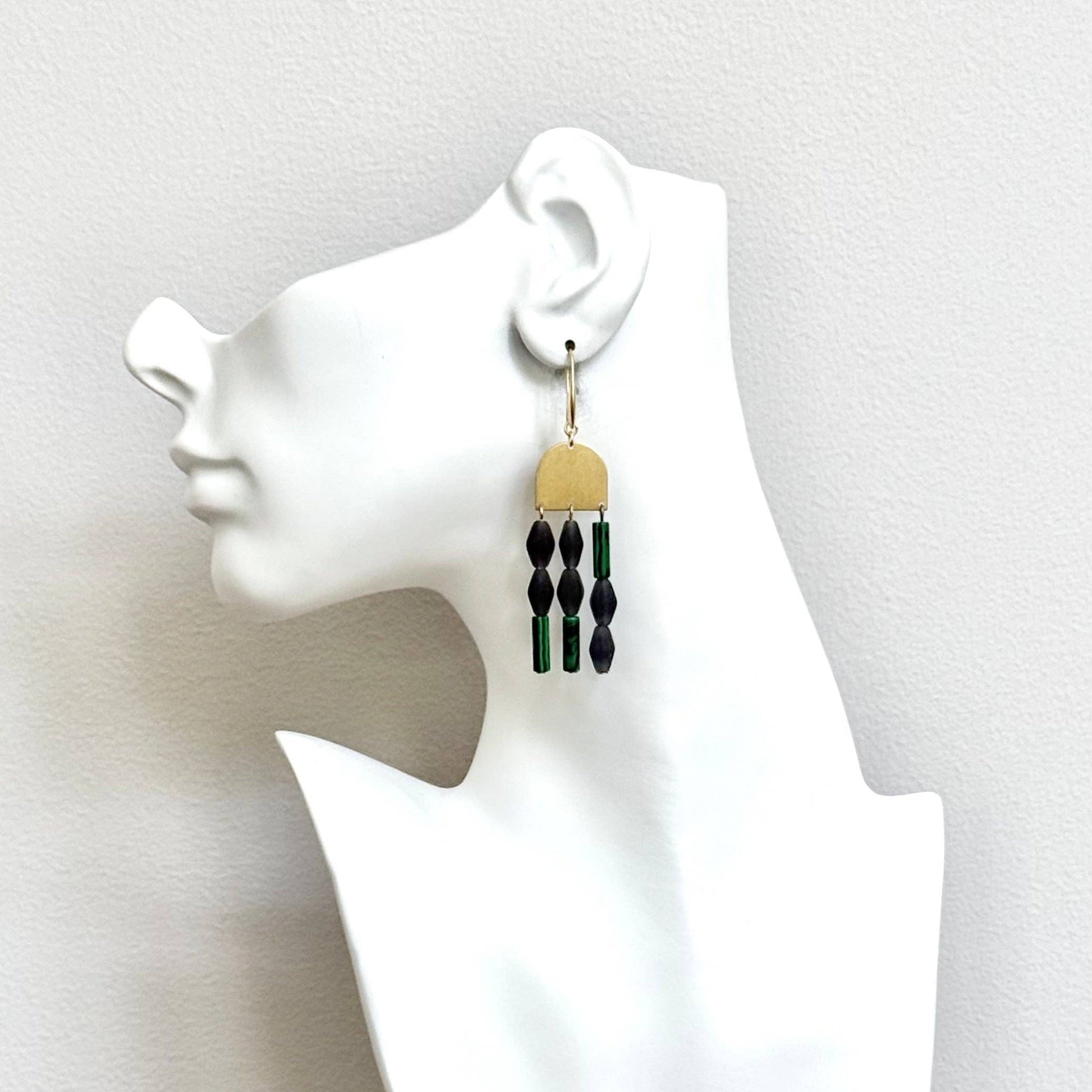 [David Aubrey Jewelry - NDNE19 Artdeco blue and malachite earrings], [Earrings], [David Aubrey Jewelry], [Plum Bottom].
