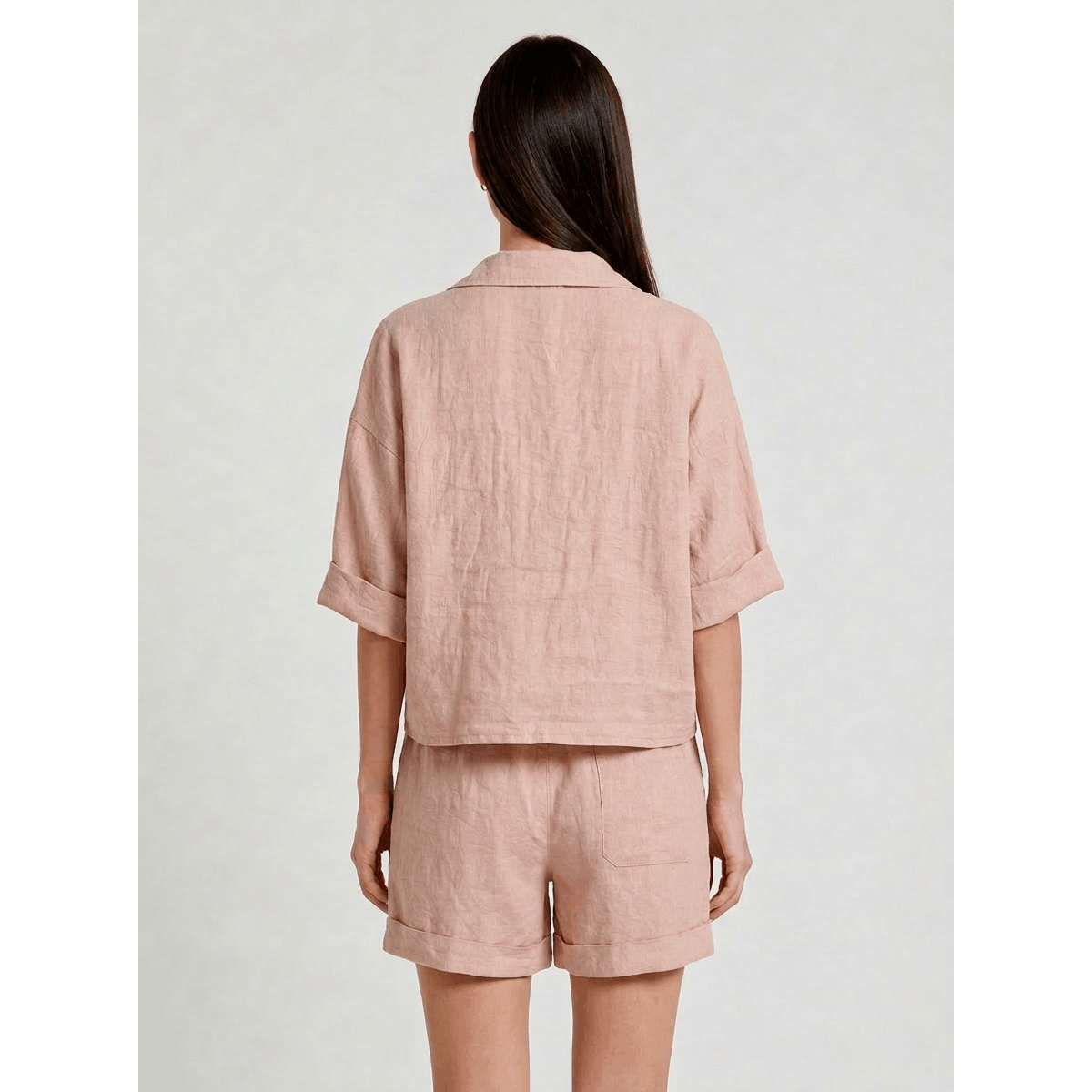 [TINA Stephens Italy/Tees By Tina - Liv Cropped Linen Jacket (JQ108): 681 Blush / Size 1], [CLOTHING], [TINA Stephens Italy/Tees By Tina], [Plum Bottom].