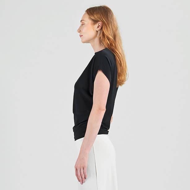 CLARA SUNWOO T224 Side Ruched Boat Neck Top