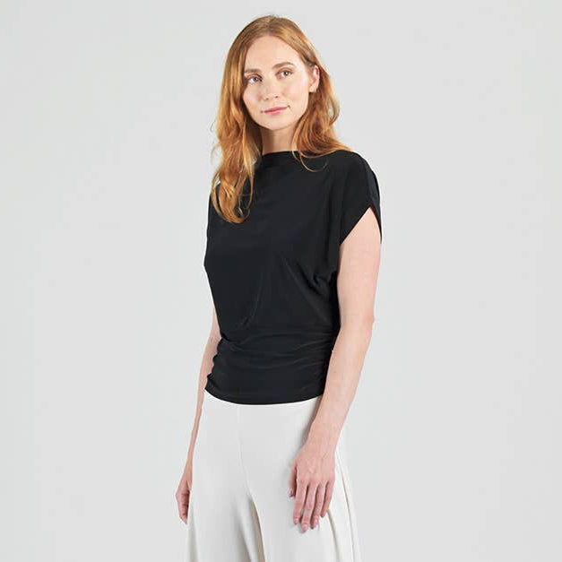 CLARA SUNWOO T224 Side Ruched Boat Neck Top