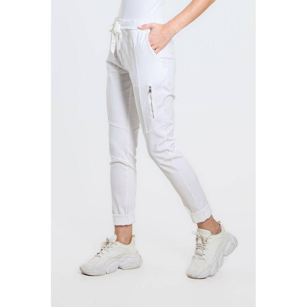 [TINA Stephens Italy/Tees By Tina - Danica Side Zipper Pant (PL155): 100 White], [CLOTHING], [TINA Stephens Italy/Tees By Tina], [Plum Bottom].