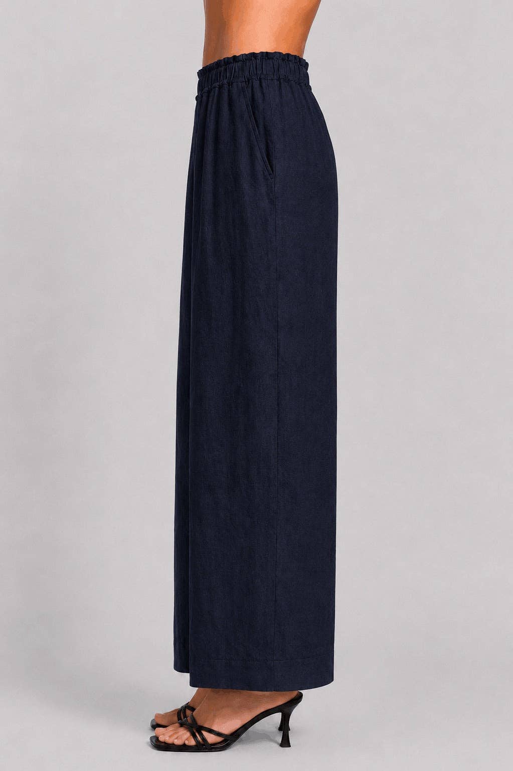 [TINA Stephens Italy/Tees By Tina - Lola Easy Linen Pant (PL916): 409 Navy / One size], [Pants], [TINA Stephens Italy/Tees By Tina], [Plum Bottom].