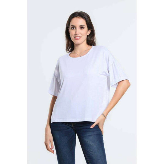 [TINA Stephens Italy/Tees By Tina - Connie Luxe Side Slit Top (BSS218): 100 White], [CLOTHING], [TINA Stephens Italy/Tees By Tina], [Plum Bottom].
