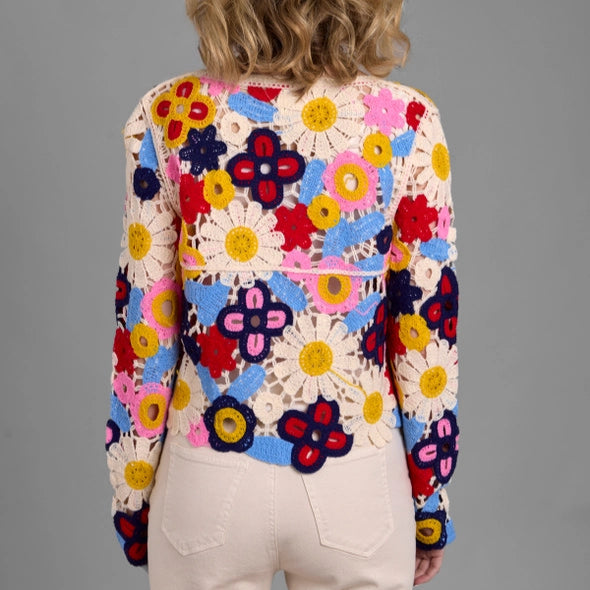 Saachi - Rainbow Flower Crochet Jacket - MULTI