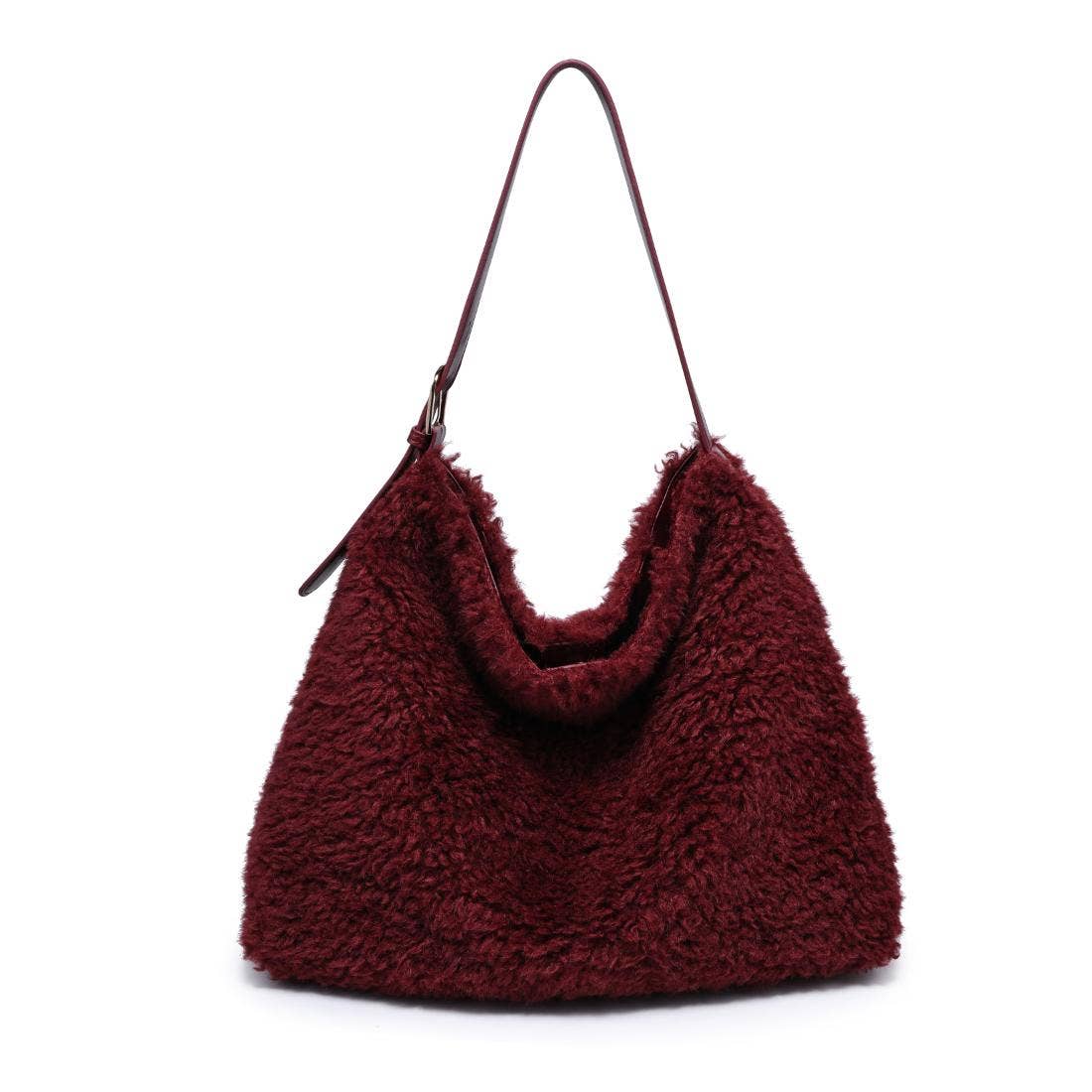 [Moda Luxe - Neve Sherpa Tote: Cream], [Handbags], [Moda Luxe], [Plum Bottom].