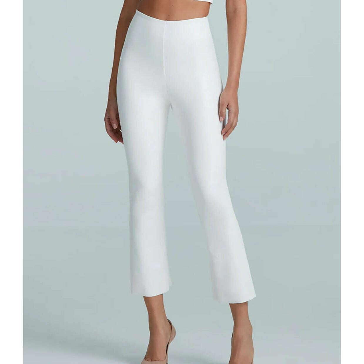 COMMANDO - CROPPED Faux Leather Flare Pant - White, Pants, COMMANDO, Plum Bottom