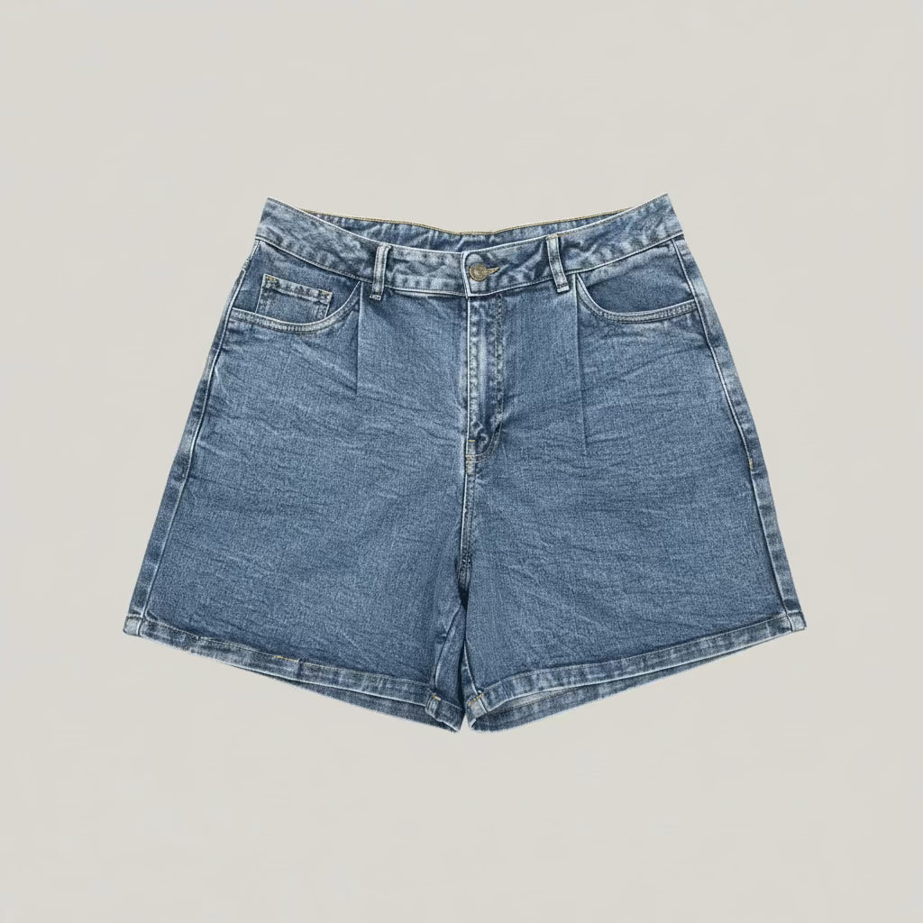 COMPANIA FANTASTICA  Denim Short with Wave Detail, Shorts, Compania Fantastica, Plum Bottom