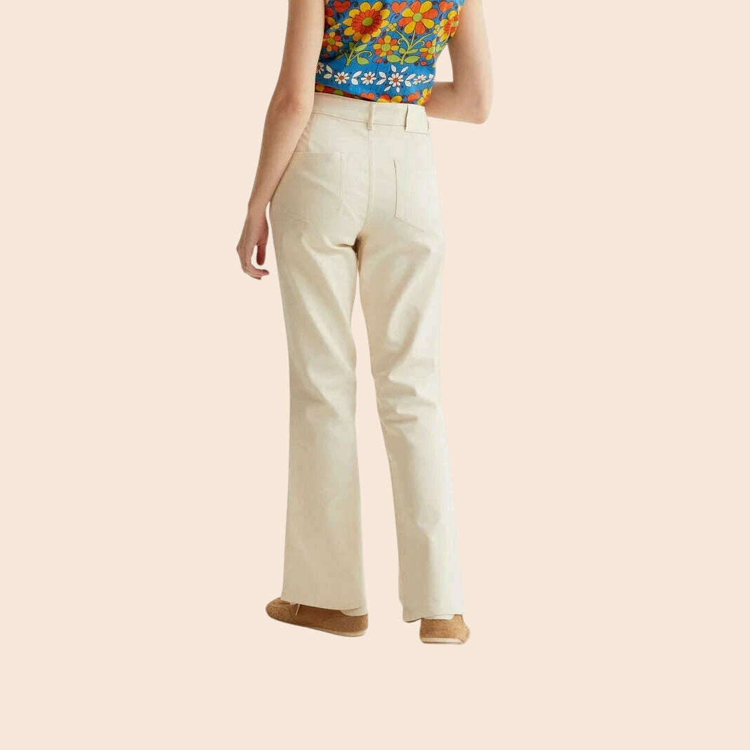 Plum Bottom COMPANIA FANTASTICA off white high-waisted straight leg denim jeans viewed from the back