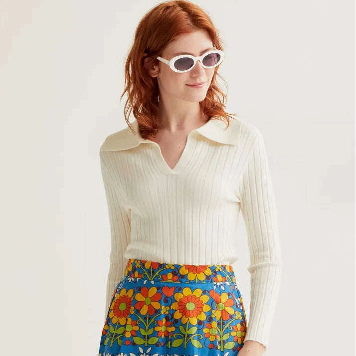 COMPANIA FANTASTICA Off White Knit Sweater, Sweaters & Dusters, Compania Fantastica, Plum Bottom