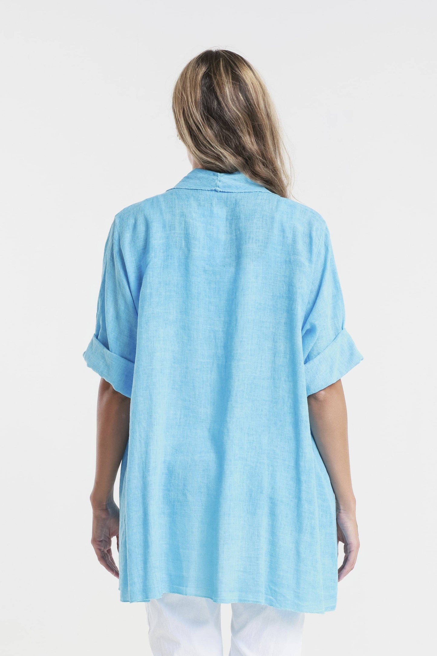 TINA Stephens Italy/Tees By Tina - Olivette Gauzy Linen Blend Open Cardigan (CQ102): 250 Beige / One Size