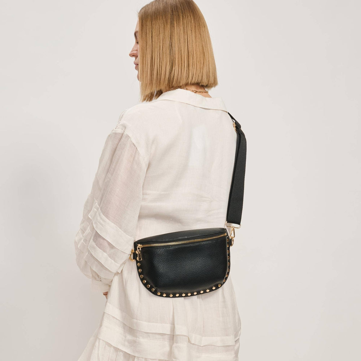 [Moda Luxe - Gizelle Belt Bag: Black], [Handbags], [Moda Luxe], [Plum Bottom].