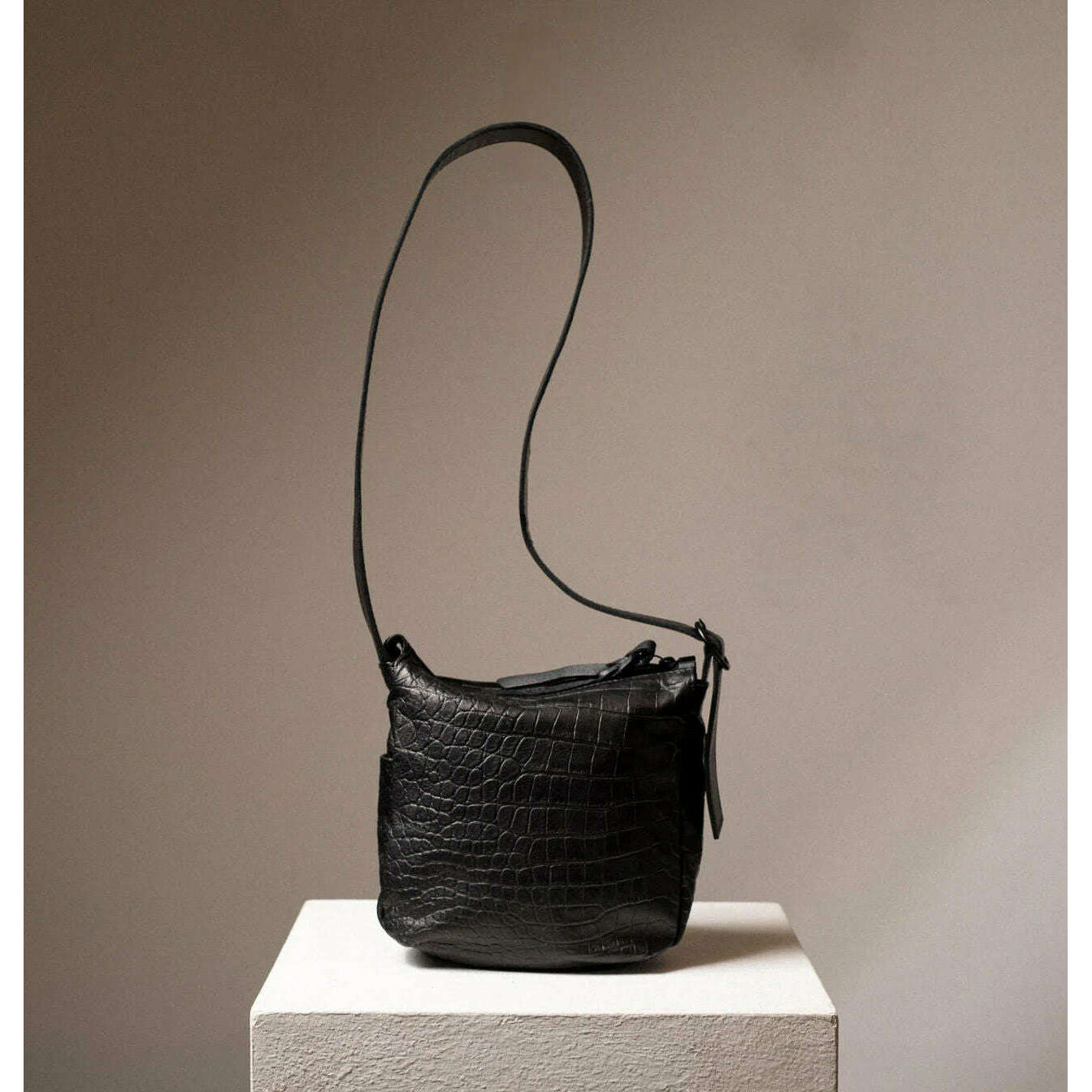 DANIELLA LEHAVI - Chicago Small Hobo - Black Crocco, Handbags, Daniella Lehavi, Plum Bottom