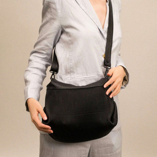 DANIELLA LEHAVI - Oasis Medium - Black Plisse, Handbags, Daniella Lehavi, Plum Bottom
