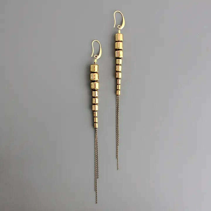 DAVID AUBREY - Gold Hematite and Brass Ox Chain Earrings, ACCESSORIES, David Aubrey, Plum Bottom