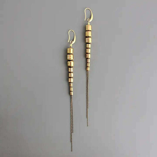 DAVID AUBREY - Gold Hematite and Brass Ox Chain Earrings, ACCESSORIES, David Aubrey, Plum Bottom