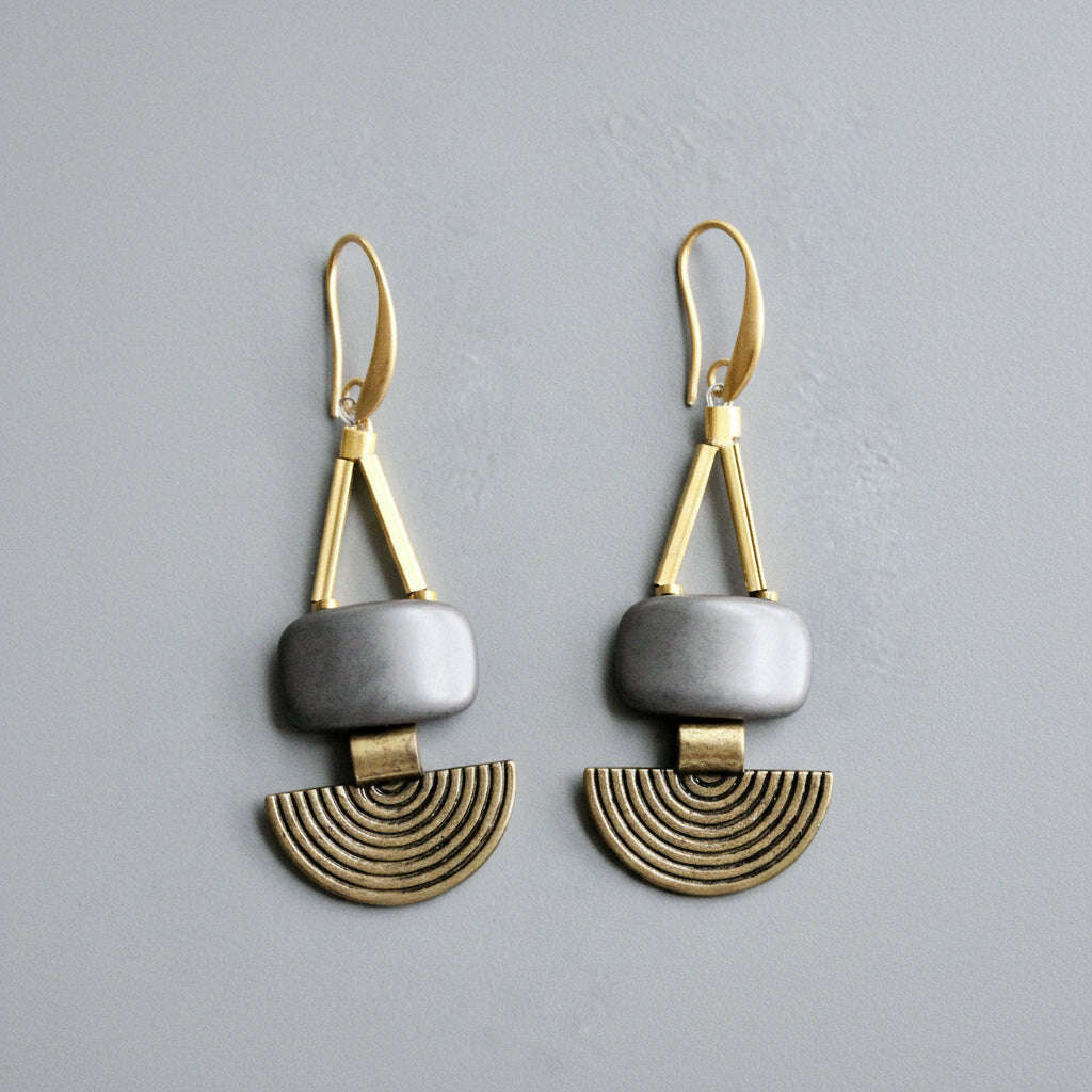 [David Aubrey Jewelry - HYLE42 Artdeco Hematite earrings], [Earrings], [David Aubrey Jewelry], [Plum Bottom].