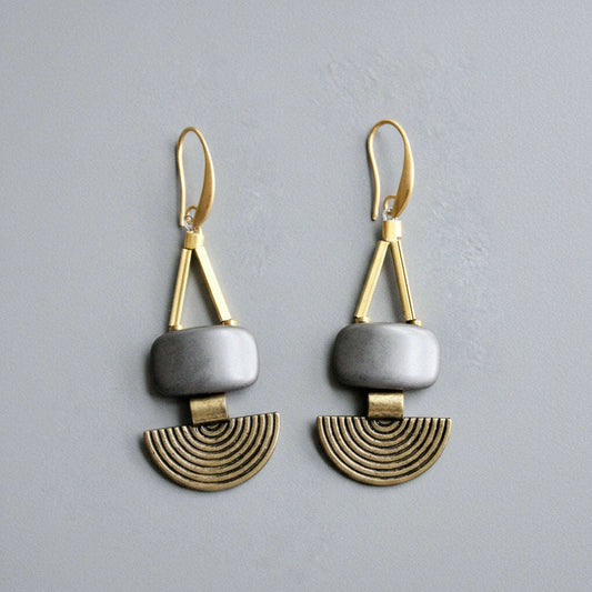 [David Aubrey Jewelry - HYLE42 Artdeco Hematite earrings], [Earrings], [David Aubrey Jewelry], [Plum Bottom].