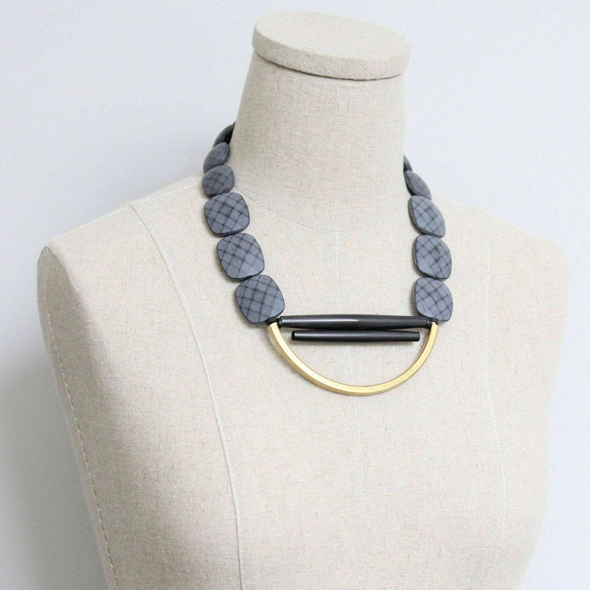[David Aubrey Jewelry - LEX619  Black bib necklace], [Necklaces], [David Aubrey Jewelry], [Plum Bottom].