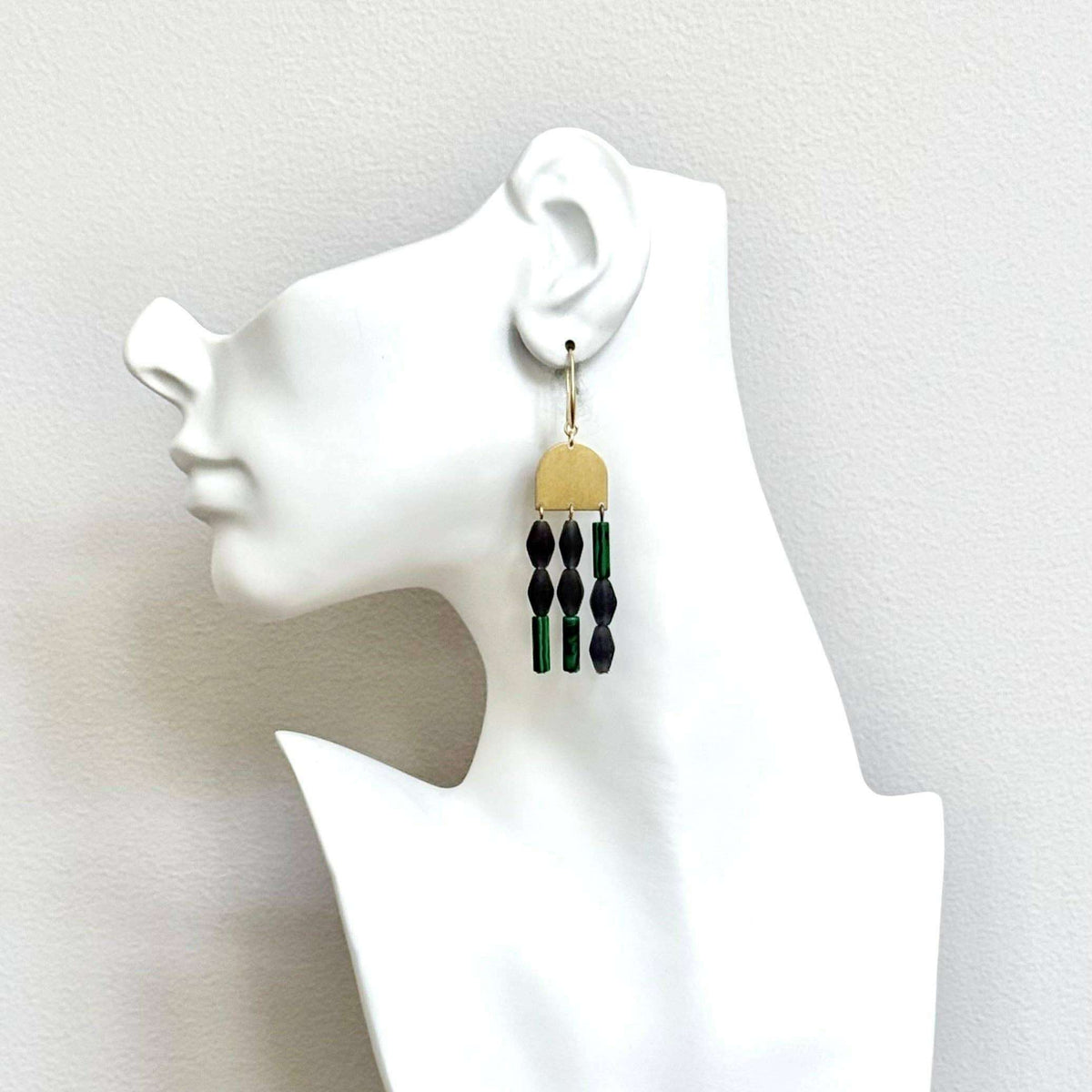[David Aubrey Jewelry - NDNE19 Artdeco blue and malachite earrings], [Earrings], [David Aubrey Jewelry], [Plum Bottom].