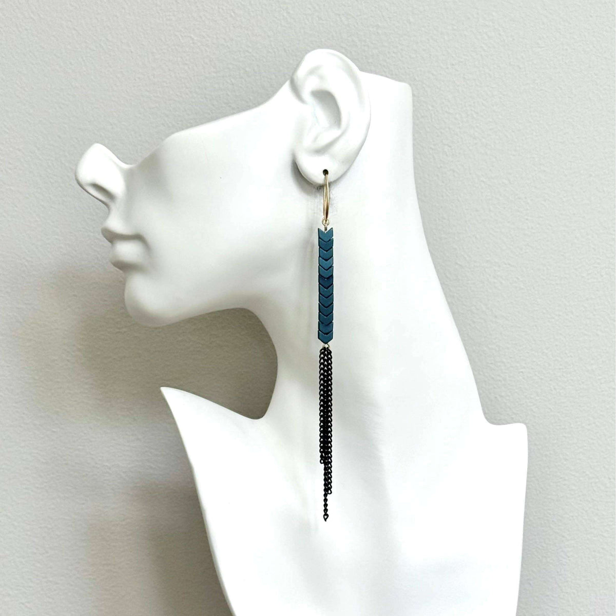 [David Aubrey Jewelry - NDNE27 Bue iris shoulder duster earrings], [Earrings], [David Aubrey Jewelry], [Plum Bottom].