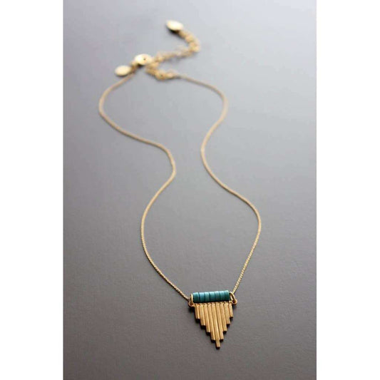 [David Aubrey Jewelry - RYL115 Turquoise and brass pendant necklace], [Necklaces], [David Aubrey Jewelry], [Plum Bottom].