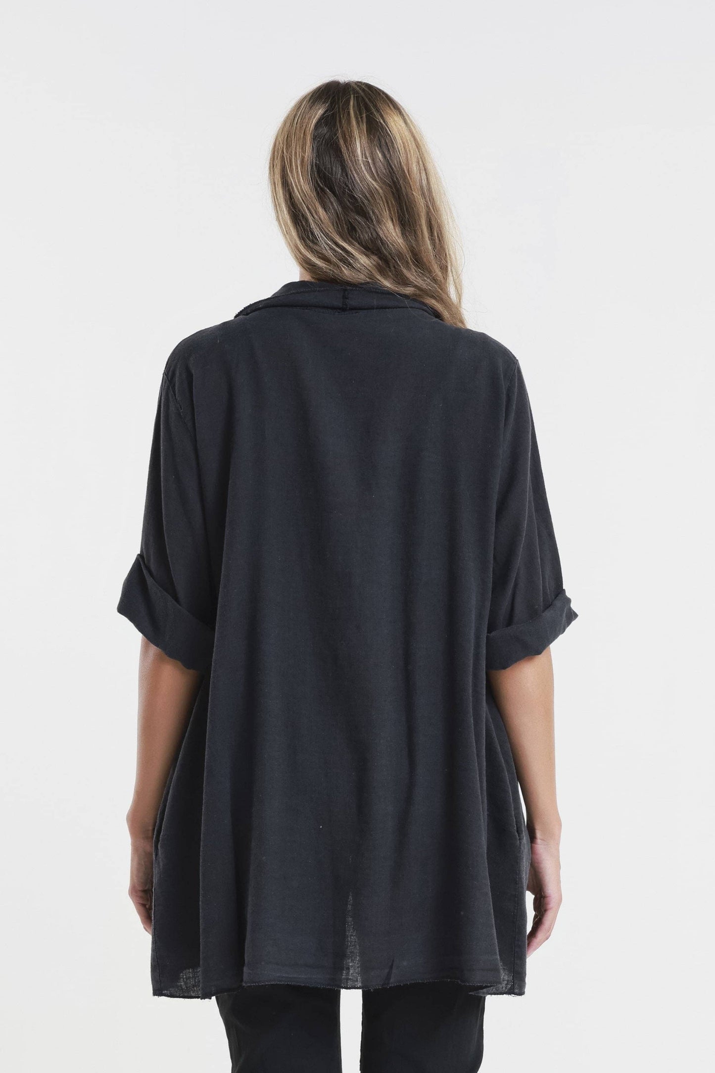 TINA Stephens Italy/Tees By Tina - Olivette Gauzy Linen Blend Open Cardigan (CQ102): 250 Beige / One Size