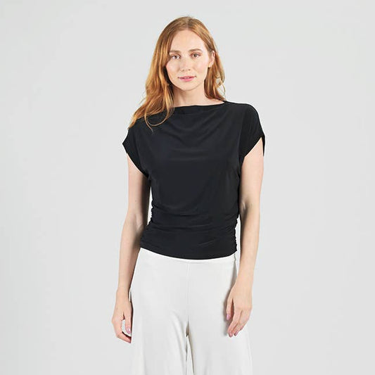 CLARA SUNWOO T224 Side Ruched Boat Neck Top