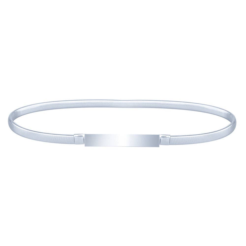 [Ellyndale - Metal Stretchable Belt (Silver): Silver / O/S], [ACCESSORIES], [Ellyndale], [Plum Bottom].