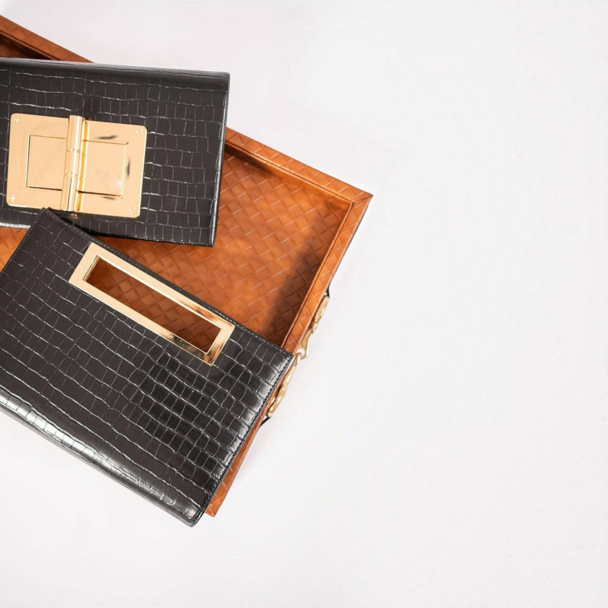 [Lisi Lerch - Lillian Croc Clutch - WS: Black], [Handbags], [Lisi Lerch], [Plum Bottom].