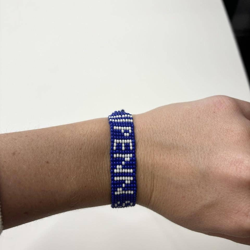 [Lisi Lerch - Penn State - Flat Adjustable Beaded Bracelet - WS], [Bracelets], [Lisi Lerch], [Plum Bottom].