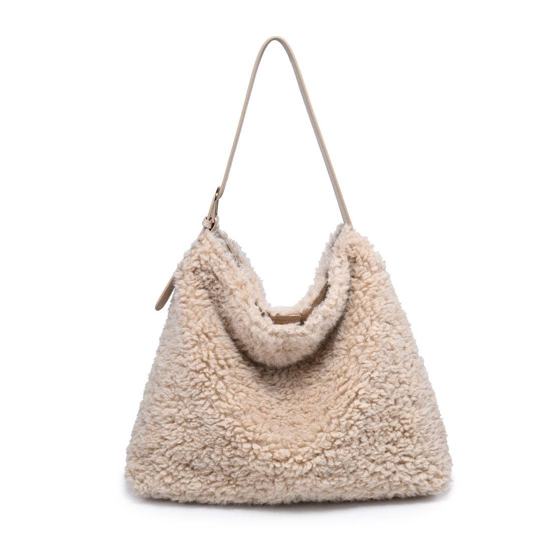 [Moda Luxe - Neve Sherpa Tote: Cream], [Handbags], [Moda Luxe], [Plum Bottom].