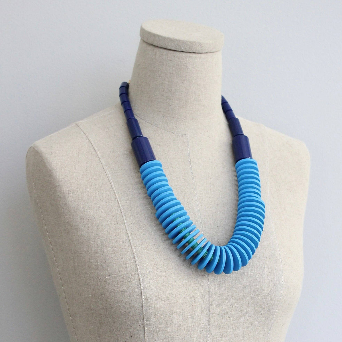 [David Aubrey Jewelry - KYL322 Capri blue wood and acrylic necklace], [Necklaces], [David Aubrey Jewelry], [Plum Bottom].