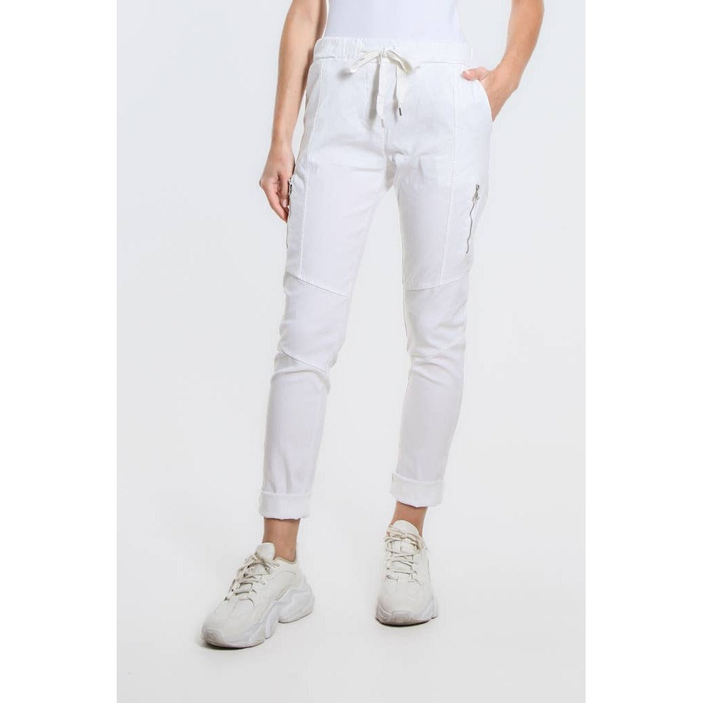 [TINA Stephens Italy/Tees By Tina - Danica Side Zipper Pant (PL155): 100 White], [CLOTHING], [TINA Stephens Italy/Tees By Tina], [Plum Bottom].