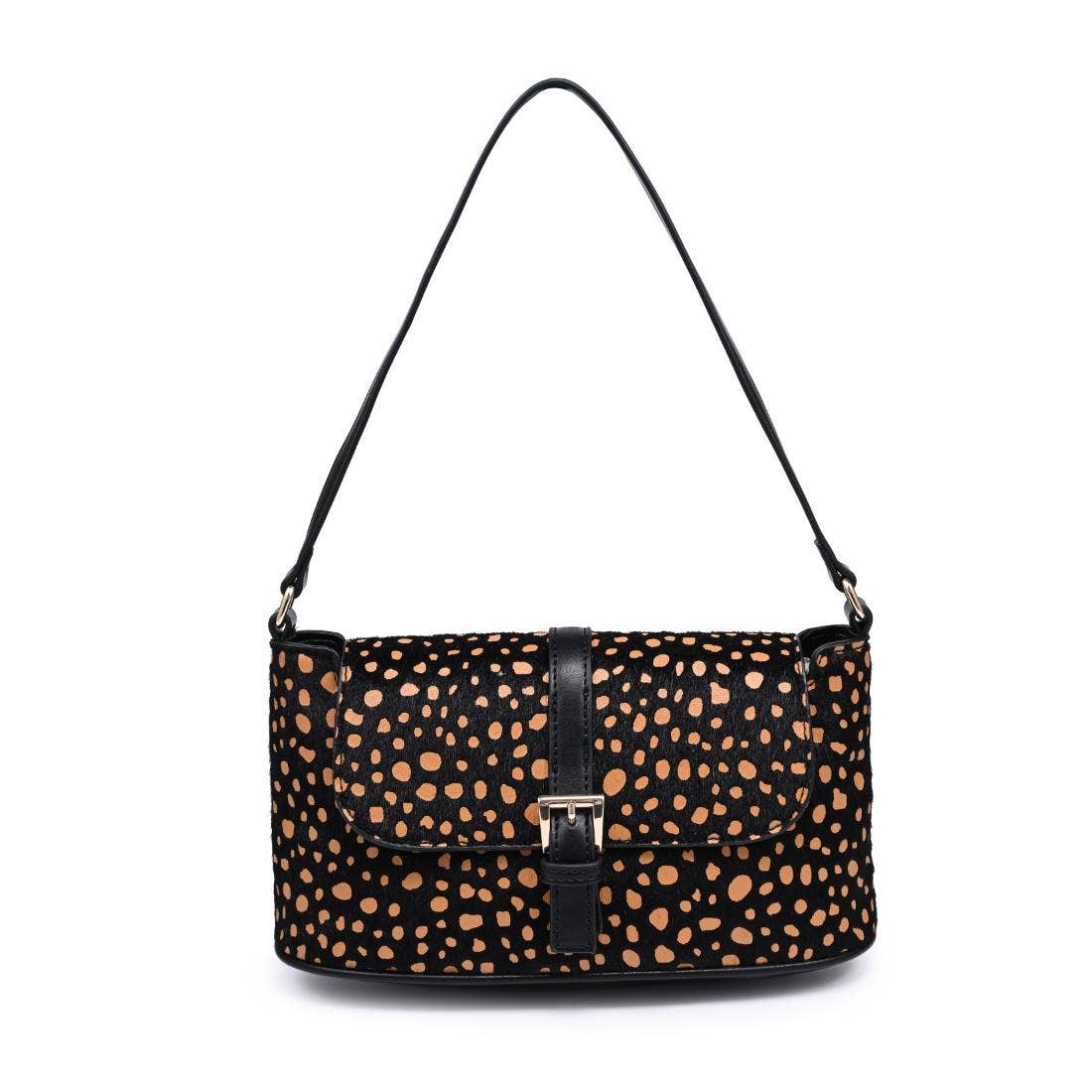 [Moda Luxe - Urisa Shoulder Bag: Black Tan], [Handbag], [Moda Luxe], [Plum Bottom].