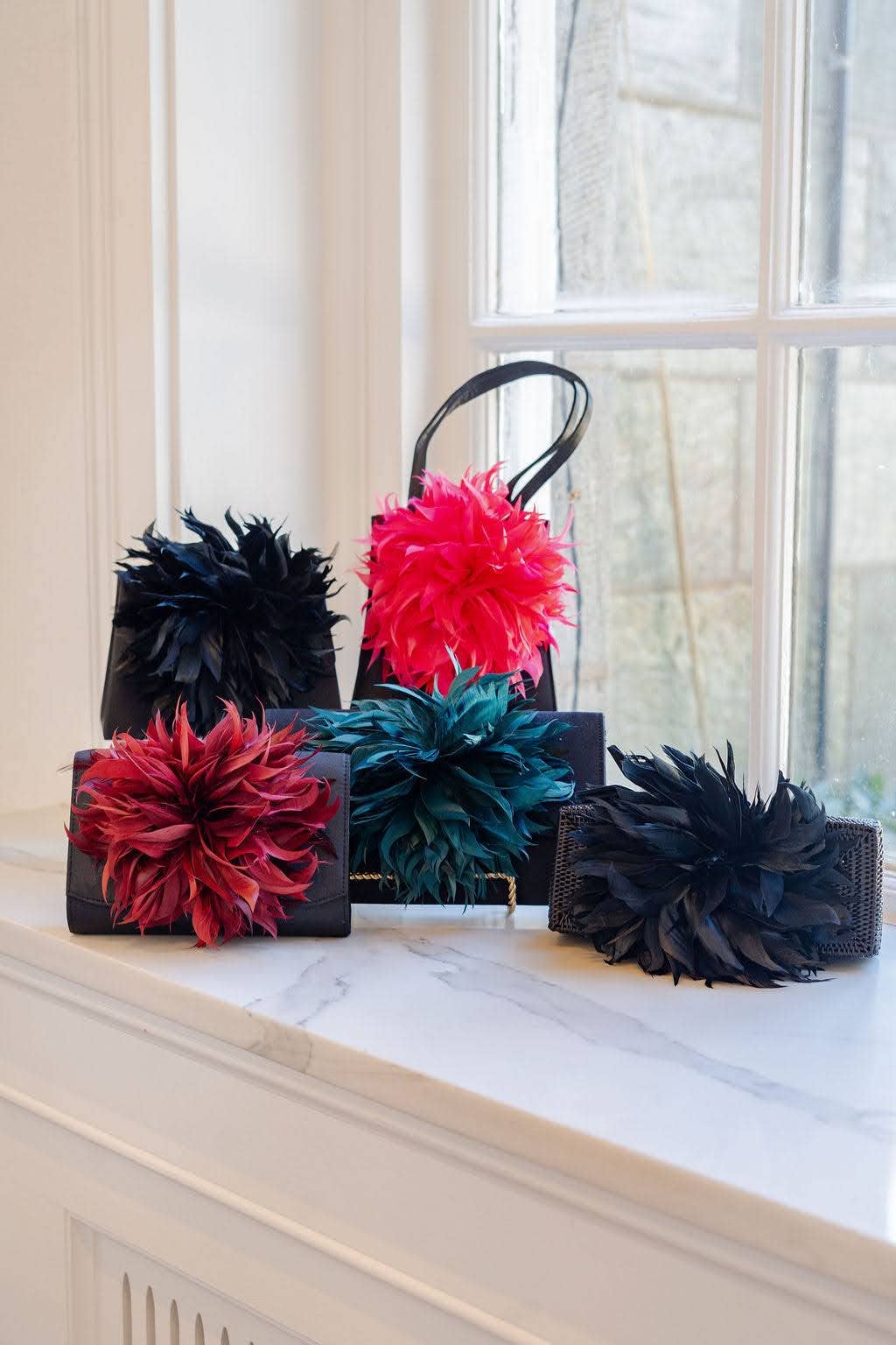 [Lisi Lerch - Black Scallop Ruby - Feather Clutch- WS: Hunter Green], [hanbags], [Lisi Lerch], [Plum Bottom].