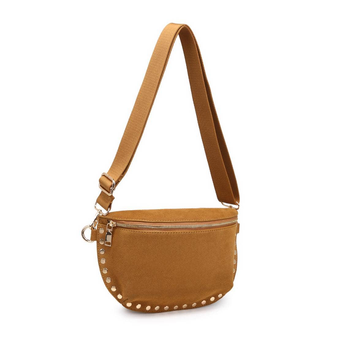 [Moda Luxe - Gizelle-Suede Belt Bag: Custard], [Handbag], [Moda Luxe], [Plum Bottom].