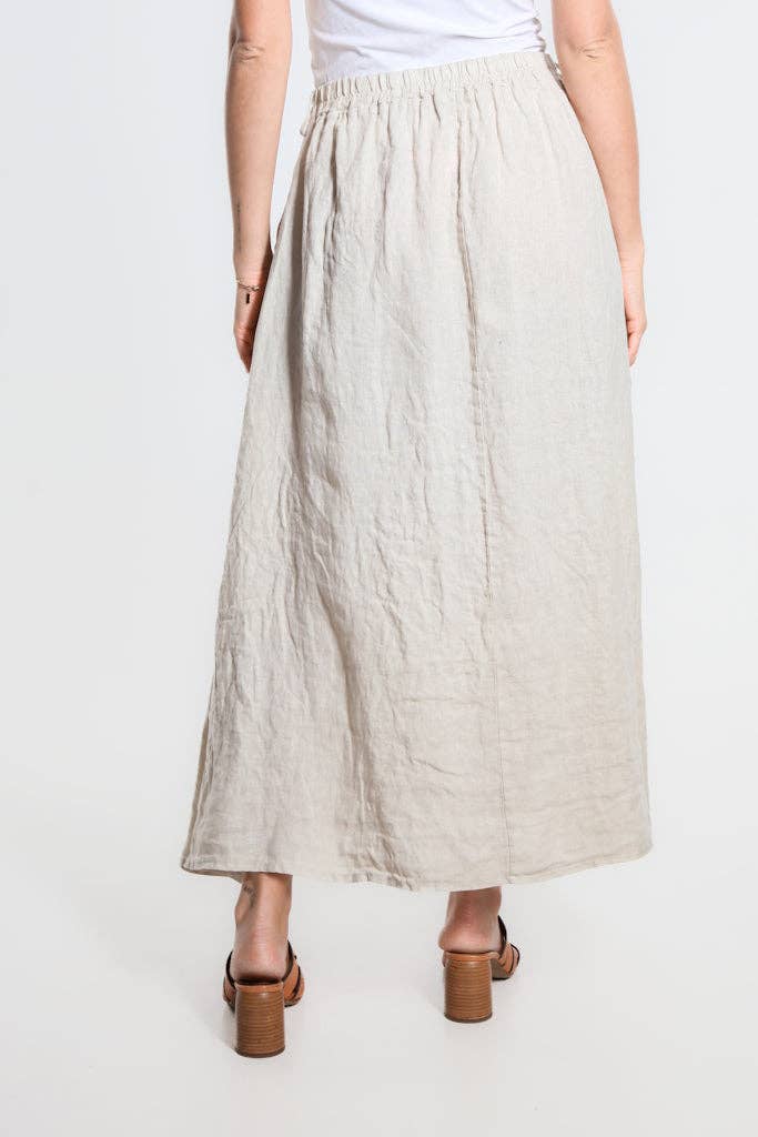 [TINA Stephens Italy/Tees By Tina - Angie A-Line Long Linen Skirt with Pockets (SL113): 250 Beige], [CLOTHING], [TINA Stephens Italy/Tees By Tina], [Plum Bottom].