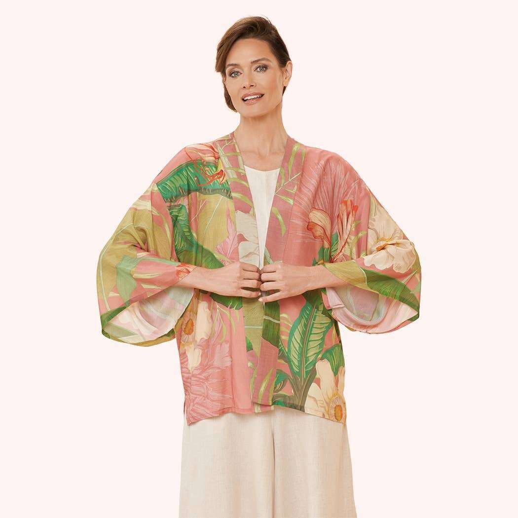 POWDER DESIGN INC-US Delicate Tropical Kimono Jacket in Candy, CLOTHING, Powder Design inc - US, Plum Bottom