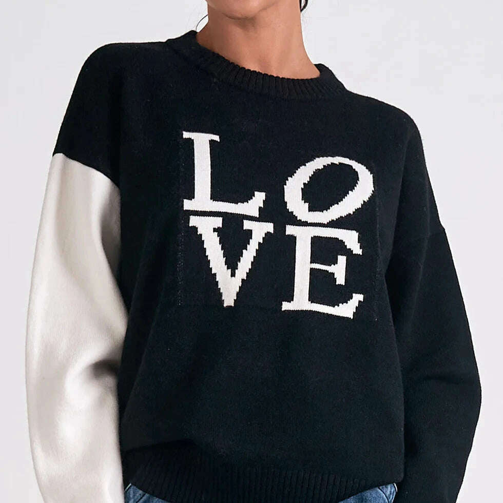 ELAN - Love Pullover - Black & White, Sweaters, ELAN, Plum Bottom