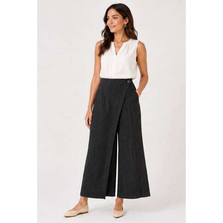 [Ellyndale - Pleated Pants with Pockets+front placket  (Black): Black / O/S], [Pants], [Ellyndale], [Plum Bottom].