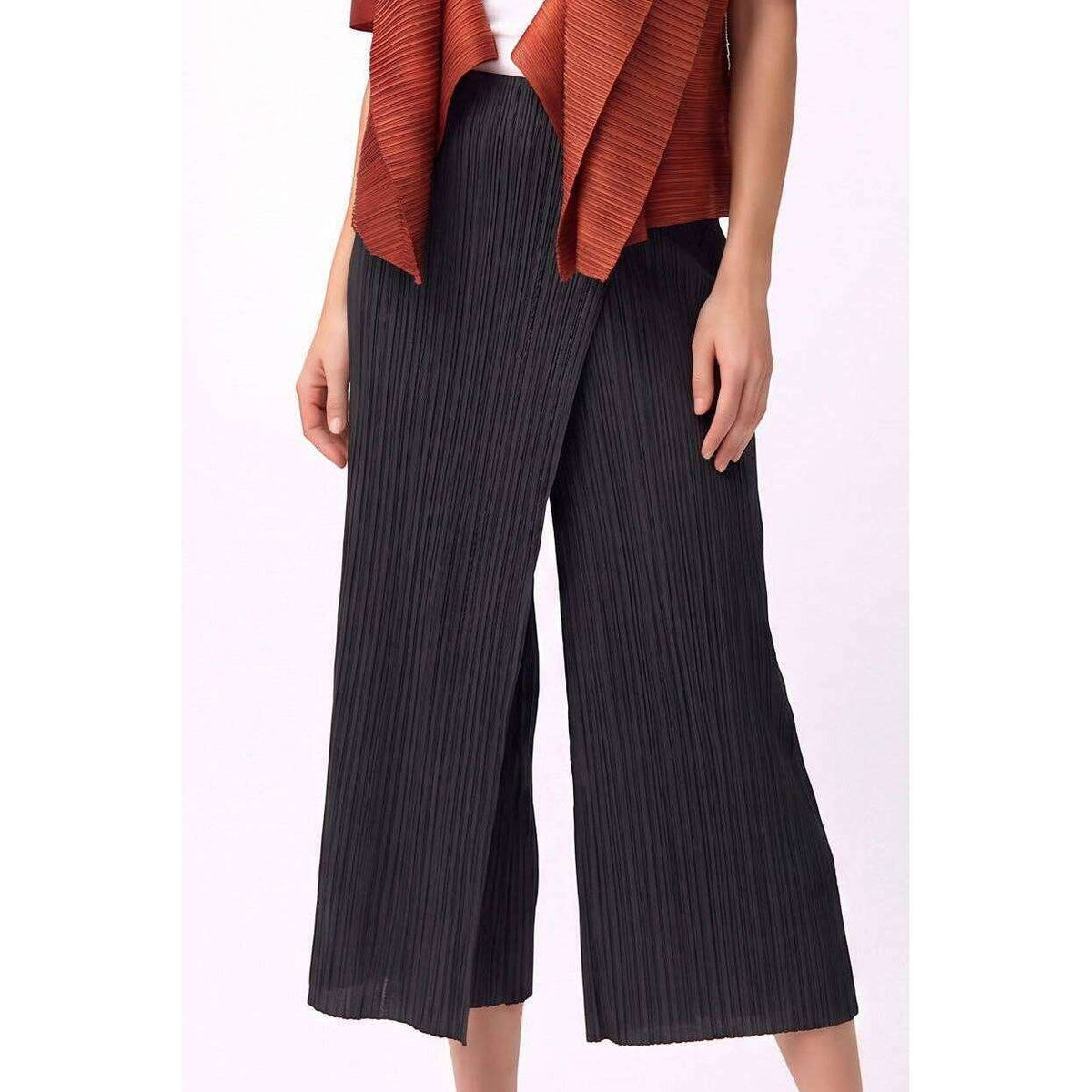 [Ellyndale - Pleated Pants with Pockets+front placket  (Black): Black / O/S], [Pants], [Ellyndale], [Plum Bottom].