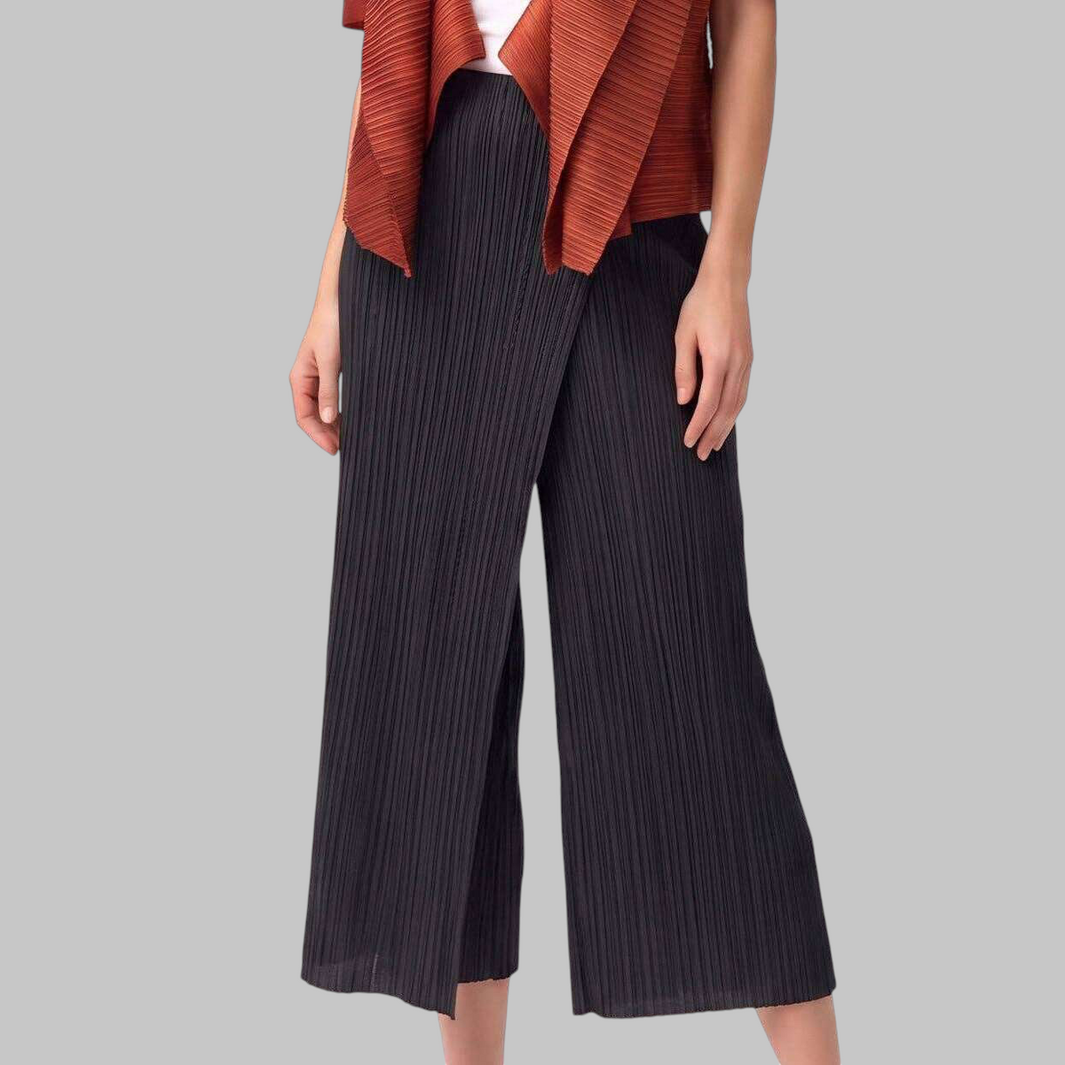 [Ellyndale - Pleated Pants with Pockets+front placket  (Black): Black / O/S], [Pants], [Ellyndale], [Plum Bottom].