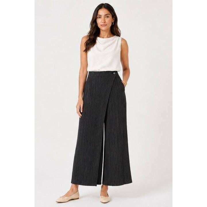[Ellyndale - Pleated Pants with Pockets+front placket  (Black): Black / O/S], [Pants], [Ellyndale], [Plum Bottom].