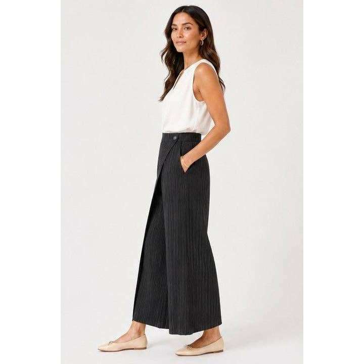 [Ellyndale - Pleated Pants with Pockets+front placket  (Black): Black / O/S], [Pants], [Ellyndale], [Plum Bottom].