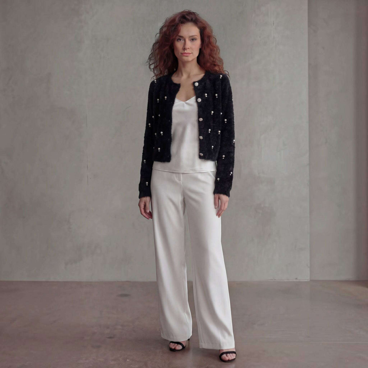 [Ellyndale - Fluffy Diamonds&Pearls Bolero - Black: Black / O/S], [], [Ellyndale], [Plum Bottom].