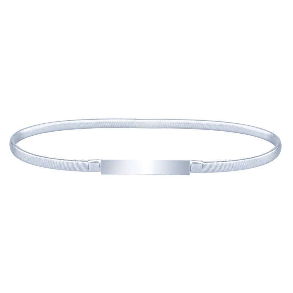 [Ellyndale - Metal Stretchable Belt (Silver): Silver / O/S], [ACCESSORIES], [Ellyndale], [Plum Bottom].